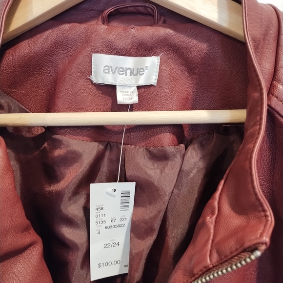 NWT Avenue Faux Leather Jacket size 22/24 - Picture 5 of 5